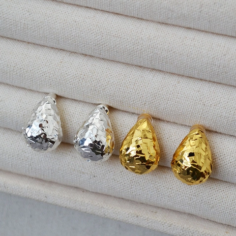 Minimalistische Waterdruppel Messing Gefacetteerde Oorknopjes Met 925 Sterling Zilver Stift Echt Goud Zilver Vergulde Oorbellen Vrouwen