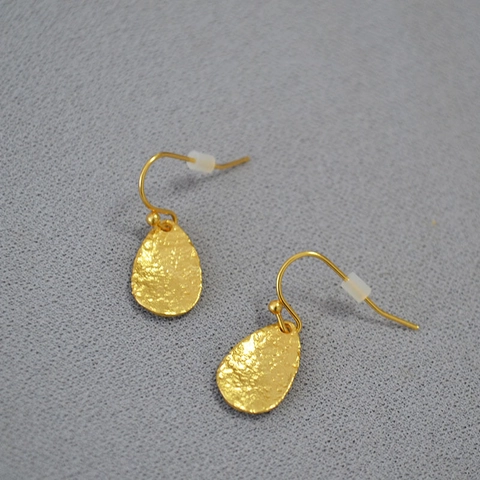 Handmade Brass Hammered Waterdrop Leaf Drop Earrings Gold Silver Plated Textured Dangle Earrings For Women Fashion Jewelry