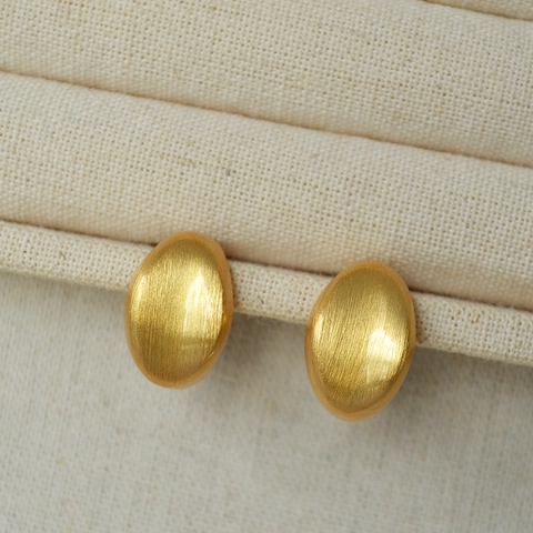 Orecchini a Bottone Ovali in Oro Spazzolato Vintage Con Perno in Argento Sterling 925 Gioielli Minimalisti Geometrici Donna
