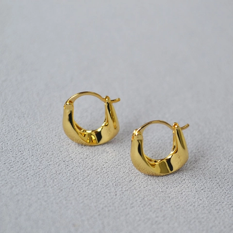 Pendientes de Aro Irregulares en Forma de U de Estilo Francés para Mujer Minimalistas Torcidos Oro Plata Plateados Cobre