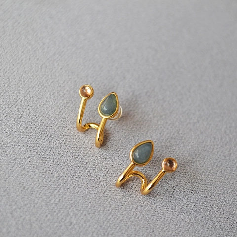 French Chic Minimalist Brass 18K Gold Plated Teardrop Rhinestone Stud Earrings With 925 Sterling Silver Post For Women Jewelry
