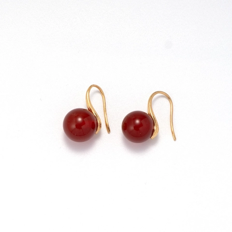 Eleganti Orecchini a Gancio in Rame in Stile Coreano Con Perline Rotonde in Pietra Naturale Dolci Orecchini Pendenti Geometrici da Donna