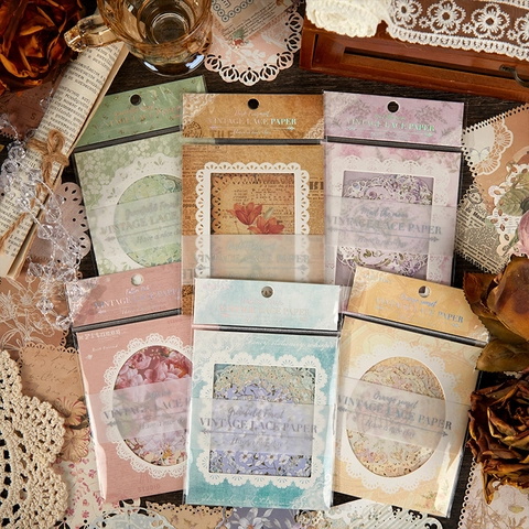 Vintage Δαντέλα Χαρτί Υλικό Scrapbook Σειρά Green Field Forest Διακοσμητικά Αυτοκόλλητα Laser Cut Για Ημερολόγιο DIY