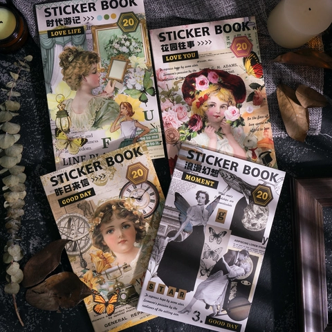 Vintage Washi Paper Sticker Book Time Sonata Series Scrapbooking DIY Decorative Journaling Aesthetic Retro Material