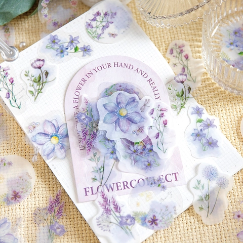 Adesivi in PET e Carta Velina a Fiori Vintage per Scrapbooking Journaling DIY Decalcomanie Floreali Decorative Cancelleria