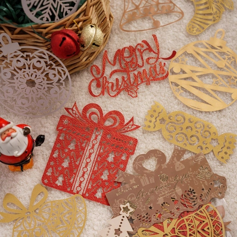 Christmas Hollow Lace Paper Vintage Scrapbooking Specialty Laser Cut Decoration Journal Collage DIY Craft
