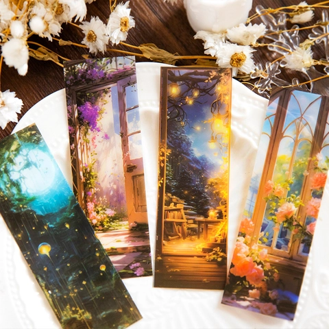 Vintage PET Landscape Bookmarks Lost Dreams Series Floral Forest Scenery Decorative Stickers For DIY Scrapbooking Supplies