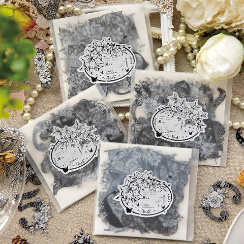52Pezzi Vintage Floreale Lettera Numero PET Adesivi Retro Impermeabile Scrapbooking DIY Diario Estetico Adesivi Set