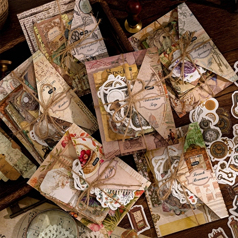 Vintage Museum Serie PET Schrijfbare Papieren Stickers Scrapbooking DIY Retro Journaling Materiaal Gesorteerde Decoratieve Esthetische Botanische Vlinder Astronomie Stickers