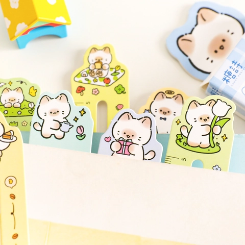 Règle Marque-page en Forme de Chat Siamois Mignon pour Étudiants Papeterie Carton Blanc Découpe Petit Chat Dessin Animé
