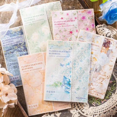 Vintage Floral Scrapbooking Material Paper Flower Branches Blooming Series Retro Texture Background Paper For Journal DIY
