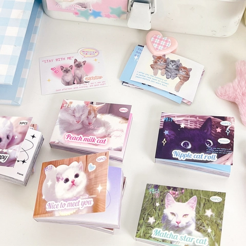 50 Sheets Cute Pet Animal Cat Dog Theme Paper Stickers For DIY Scrapbooking Journal Planner Kawaii Decorative Stationery Sticker Book