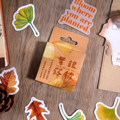Nordic Vintage Autumn Fallen Leaves Decorative Stickers For Scrapbooking DIY Journaling Botanical Stationery Labels