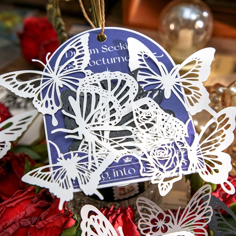 Dream Seeking Nocturne Series Vintage Hollow Out Material Paper Butterfly Floral Gothic Window For DIY Scrapbooking Decoration