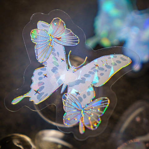 Adesivi Olografici in PET Serie Dreamlike Butterfly Per Scrapbooking Decorazione DIY Forniture Per Journaling Laser Luce di Conchiglia
