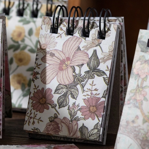 Libro di Adesivi in Carta Washi Floreali Vintage Serie Flowers Keep Blooming Retro Botanico Farfalla Scrapbooking Forniture per Diario Cancelleria