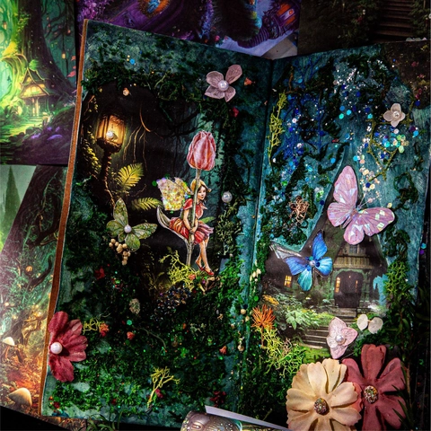 Fantasy Forest Series Scrapbooking Decorative Material Paper Vintage Romantic Landscape Illustration Journaling DIY Supplies Offset Paper For Journaling Diary Art Projects Crafting Accessory