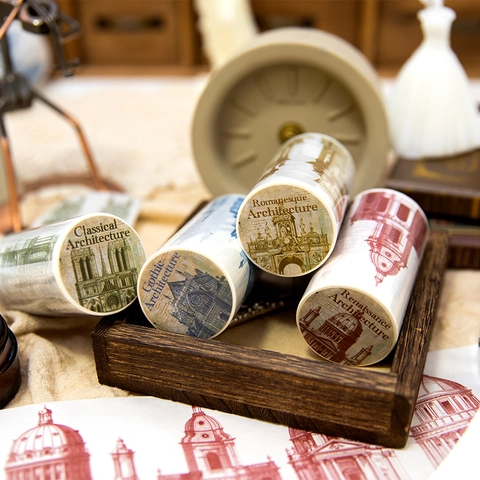Vintage European Palace Architecture Washi Tape For Scrapbooking Retro Gothic Renaissance Classical Romanesque Decorative Masking Tape