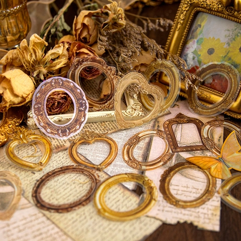 Europäischer Vintage-Barockstil-Spiegelrahmen-PET-Transparente Aufkleber Für Scrapbooking-Journaling-DIY-Kunsthandwerk-Dekoration-Blumenrand