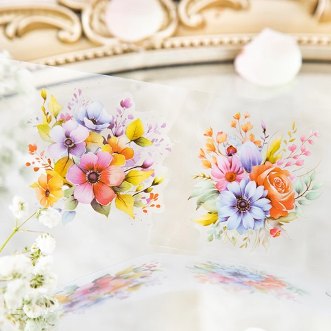Διακοσμητική Ταινία PET Washi με Λουλούδια Σειρά Meeting Flower Sea Interwoven για DIY Scrapbooking Ημερολόγιο Καλλιτεχνικό Αδιάβροχο Αυτοκόλλητο Planner