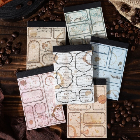 Retro Kaffee Tagebuch Serie Vintage Rahmen Notizblock Nicht Klebendes Material Papier Für Junk Journal Scrapbooking Deko Schreibwaren