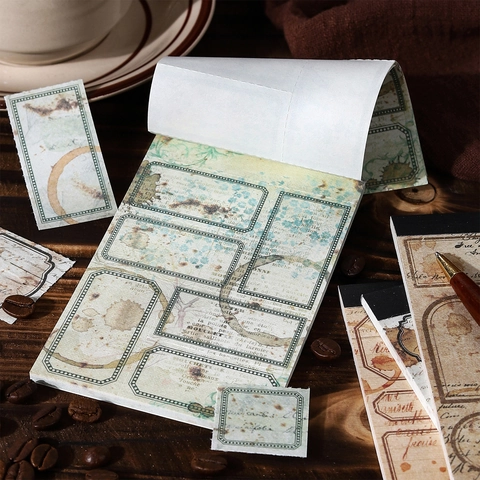 Retro Kaffee Tagebuch Serie Vintage Rahmen Notizblock Nicht Klebendes Material Papier Für Junk Journal Scrapbooking Deko Schreibwaren