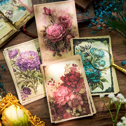 Vintage Floral Scrapbook Papier Set 32 Blatt Für DIY Journaling Basteln Nordische Blumen Dekorative Material Papier