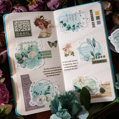 Watercolor Flower Stickers Vintage Vellum Paper Floral Decals For DIY Scrapbooking Journaling Planner Decorative Stationery DIY Art Decoration