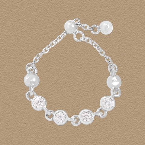 Minimalist 925 Sterling Silver Zirconia Ring For Women Korean Ins Style Bubble Pull Chain Adjustable Fashion Finger Ring
