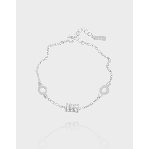 925 Sterling Silver Zirconia Bracelet For Women Minimalist Cylindrical Geometric Charm Adjustable Chain Elegant Jewelry Gift