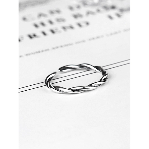 Vintage 925 Sterlingsilber Gedrehtes Seil Offener Ring Minimalistisches Geflecht Design Verstellbarer Fingerring Für Damen