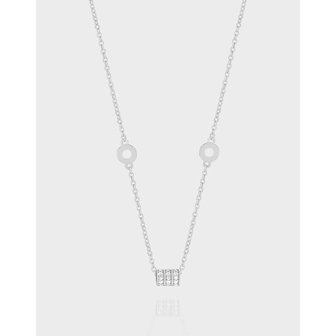 Collana con Ciondolo a Cilindro in Argento Sterling 925 e Strass per Donna Gioielli di Moda Minimalista Geometrica Regalo