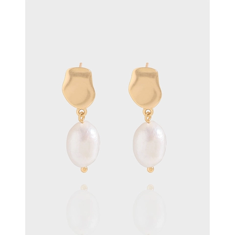 925 Sterling Silver Baroque Artificial Pearl Drop Earrings Vintage Irregular Gold Metal Elegant Jewelry Gift For Women