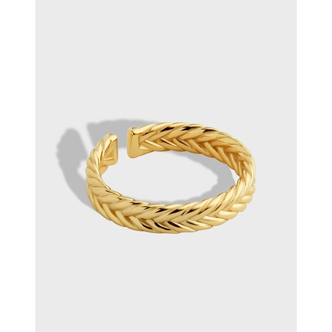 925 Sterlingsilber Gewebt Gedrehter Ring Für Damen Minimalist Offener Verstellbarer Weizen Texturierter Fingerring Modeschmuck Geschenk