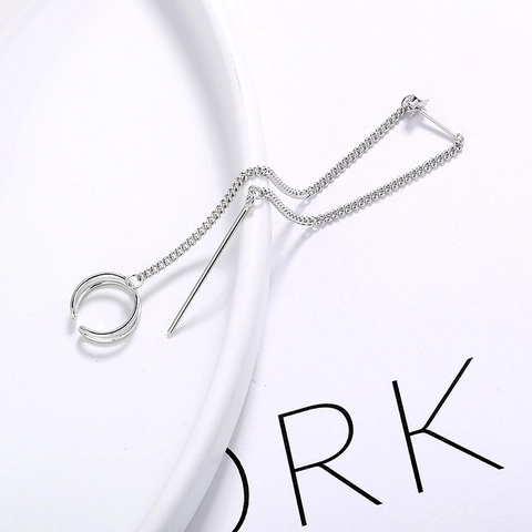 Orecchini a Catena Minimalisti in Argento Sterling 925 Con Nappa Lunga Piercing Gioielli Per Donna Clip Per Orecchio Individuale