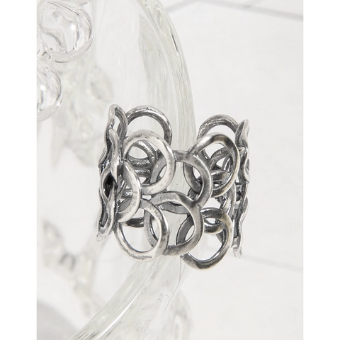 925 Sterlingsilber Vintage Verflochtene Kreise Offener Ring Für Damen Minimalistisch Distressed Hohl Band Verstellbar Mode Fingerschmuck
