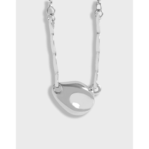 Collana con Pendente Meteorite in Argento Sterling 925 Minimalista da Donna Forma a Fagiolo Catena Veneziana Gioielli
