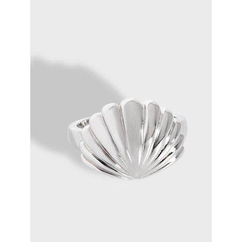 Koreanische Ins Einfache Mode Muschel S925 Sterlingsilber Offener Verstellbarer Ring Für Damen Minimalistische Personalisierte Fingerring