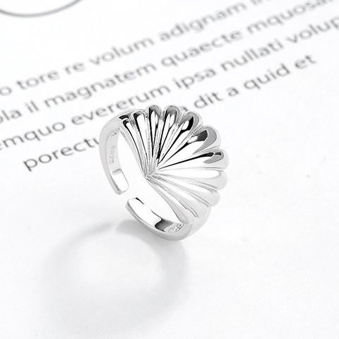 Koreanische Ins Einfache Mode Muschel S925 Sterlingsilber Offener Verstellbarer Ring Für Damen Minimalistische Personalisierte Fingerring
