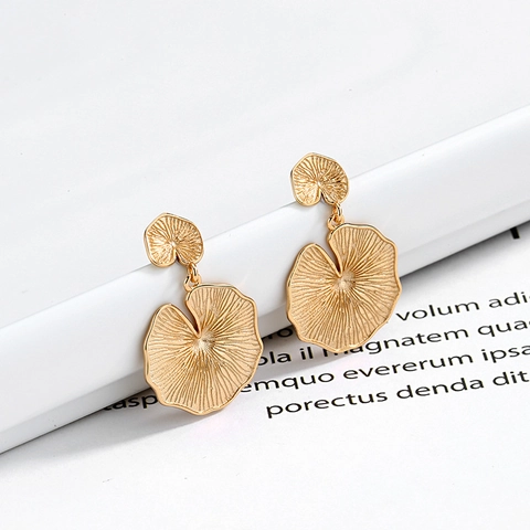 925 Sterling Silver Lotus Leaf Drop Earrings For Women Gold Plated Minimalist Geometric Foliage Elegant Fashion Jewelry