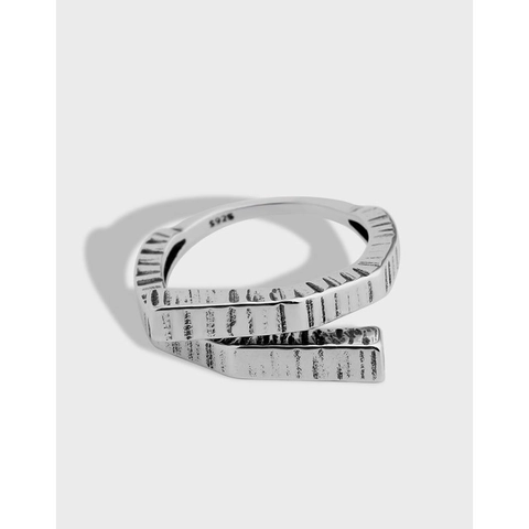 S925 Sterlingsilber Vintage Doppelschicht Linie Ring Für Damen Minimalistischer Industrie Stil Verstellbarer Offener Fingerring