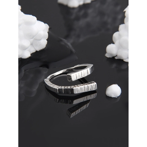 S925 Sterlingsilber Vintage Doppelschicht Linie Ring Für Damen Minimalistischer Industrie Stil Verstellbarer Offener Fingerring