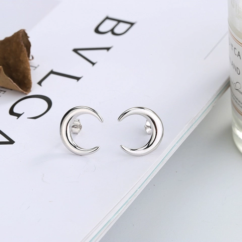 925 Sterlingsilber Halbmond Ohrstecker Für Damen Minimalistische Zierliche Geometrische Piercing Schmuck Geschenk