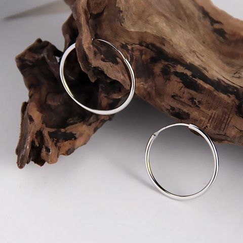 Orecchini a Cerchio in Argento Sterling S925 per Donna Minimalista Geometrico Tondo Cerchio Orecchino Gioielli di Moda Personalizzati Placcati in Oro Bianco