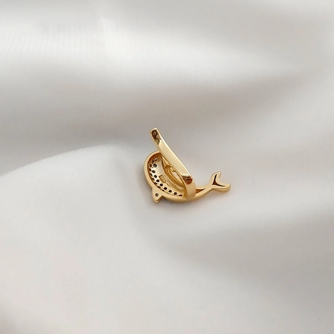 S925 Sterling Silver Dolphin Ear Cuff Rhinestone Inlaid Champagne Gold Clip On Earrings For Women No Piercing Jewelry