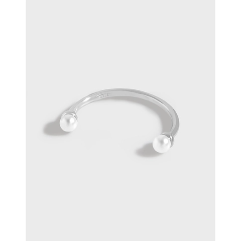 Minimalist 925 Sterling Silver Pearl Smile Ring For Women Adjustable Open Finger Ring Korean Fashion Jewelry Gift For Her