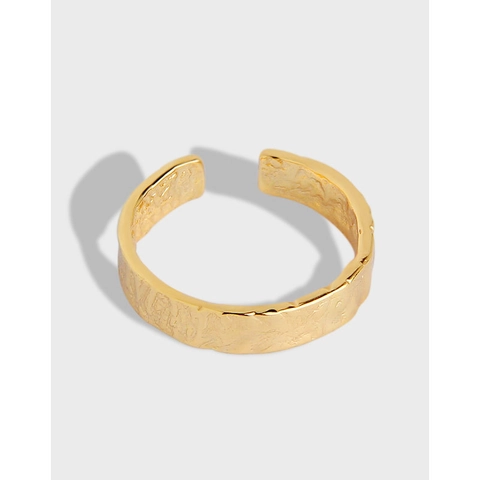 Minimalistisch S925 Sterlingsilber Offener Verstellbarer Ring Unregelmäßige Gehämmerte Textur Geometrischer Fingerring Schmuck Damen