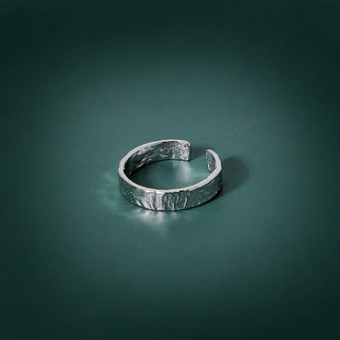 Minimalistisch S925 Sterlingsilber Offener Verstellbarer Ring Unregelmäßige Gehämmerte Textur Geometrischer Fingerring Schmuck Damen