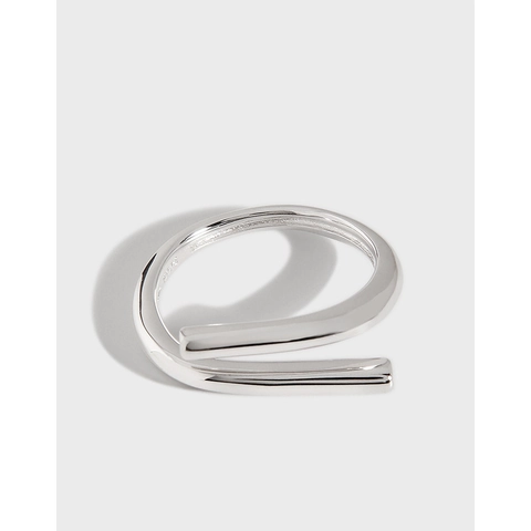 S925 Sterling Silver Minimalist Geometric Line Open Ring For Women Adjustable INS Style Fashion Finger Jewelry Gift