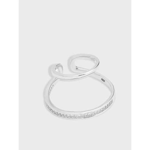 Minimaliste S925 Argent Sterling Double Cercle Zirconia Ear Cuff Géométrique Sans Perçage Clip Boucles d'Oreilles Bijoux ES087